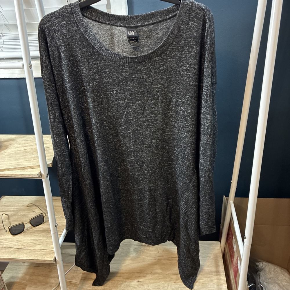 Lildy Shark-Bite Tunic Women's L/xl Gray Stretch Long Sleeve‎ Pullover
